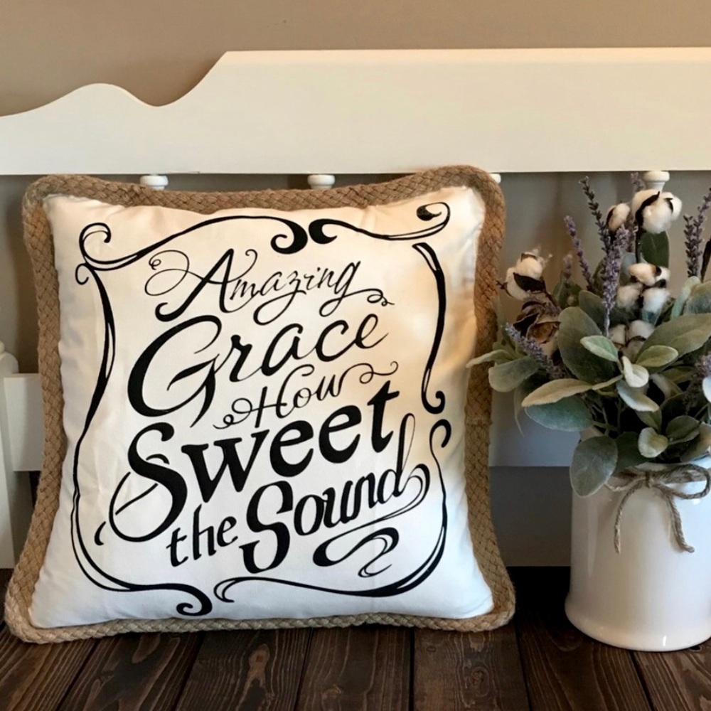 Handmade Amazing Grace Feather Pillow, 18”x18”